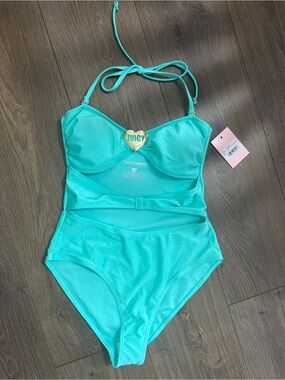 Juicy Couture One Piece Monokini Swimsuit NWT M Turquoise
